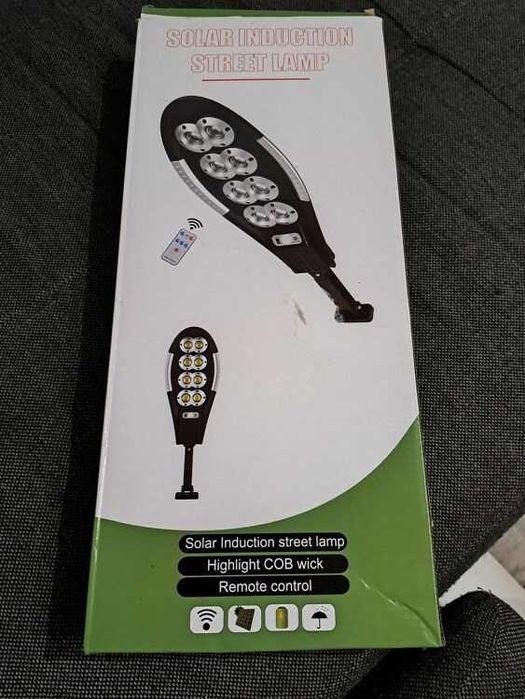 ПРОМО!! LED Улична соларна лампа 8 COB, Водоустойчива, 180w, ДУ
