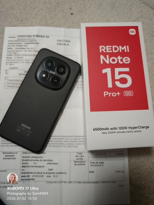 Xiaomi Redmi Note 15 Pro Plus -512 GB / 12 GB RAM / Black /Nou