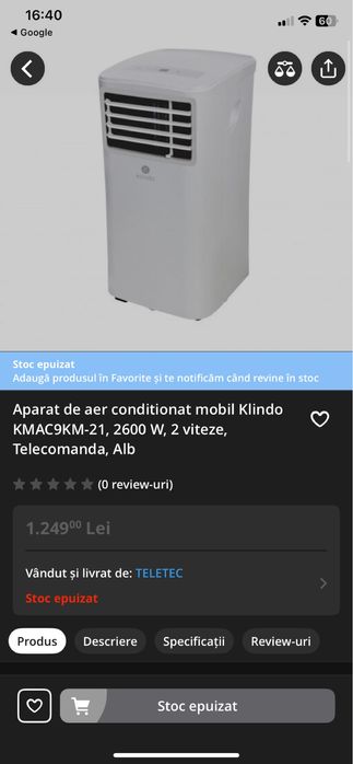 Klindo aer conditionat portabil