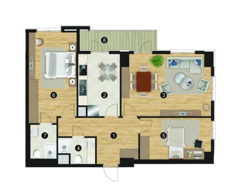3х комнатная 84м² | Яккасарайский район в комфортном ЖК, коробка