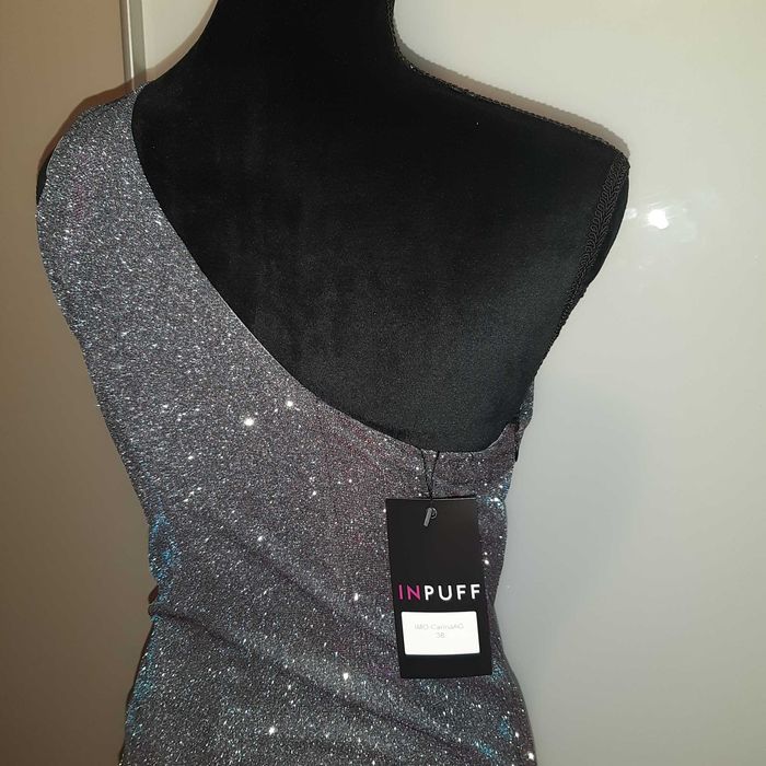 Rochie sclipici Revelion/nunta lurex pe un umar Noua