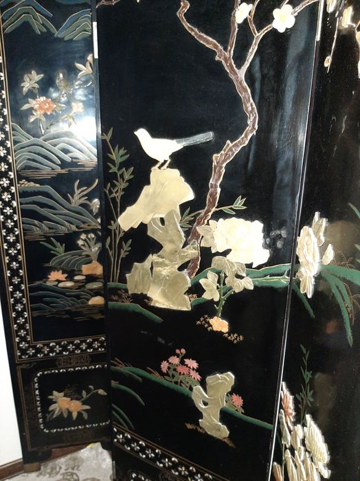 Ширма 18 го века, антикварная перламутр и натуральные камни