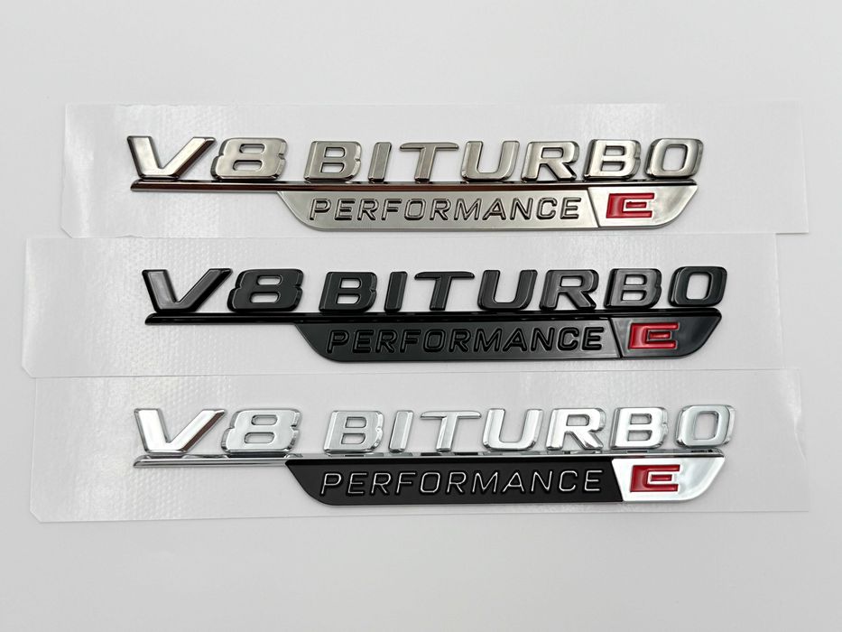 Set Embleme Compatibile Mercedes V8 Biturbo E Performance aripa