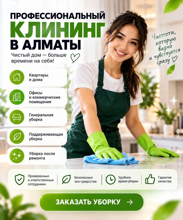 Уборка квартир, Клининг Алматы