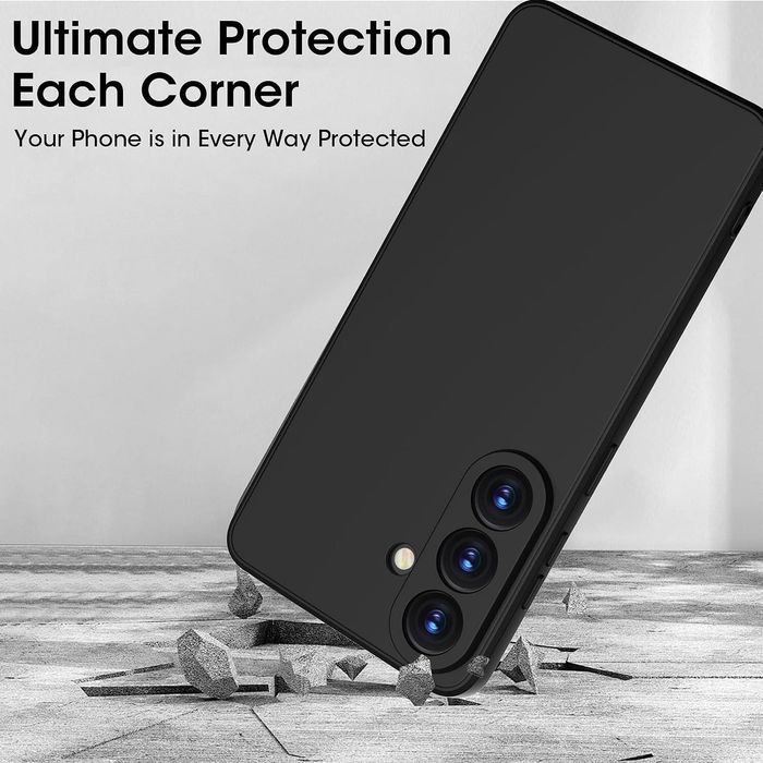 Матов силиконов кейс за samsung galaxy s26+ plus - черен - със защита