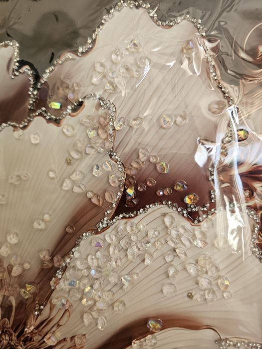 Луксозна 3D картина с кристали и златна рамка – Цвете