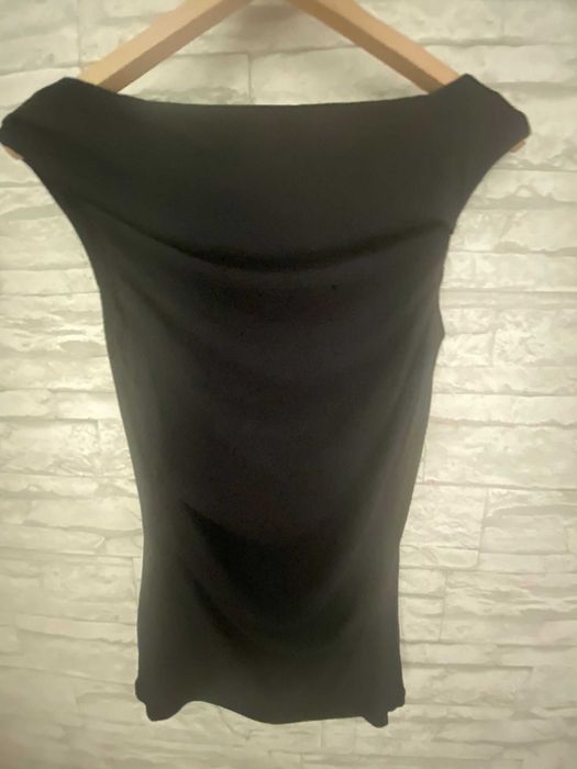 Bluza maneci scurte, vascoza, negru, cu pliuri, nou, Mohito, S/36