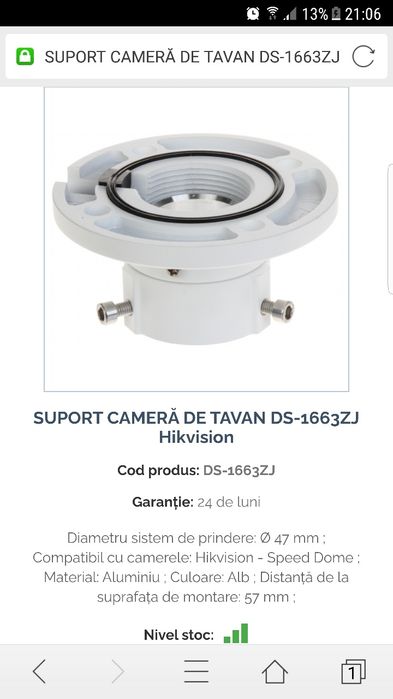 Suport camera tavan Hikvision DS-1663ZJ
