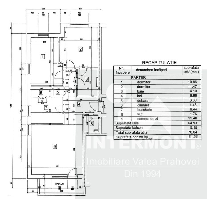 Apartament 3 camere de vânzare în Sinaia | 70,04 mp utili | Parter