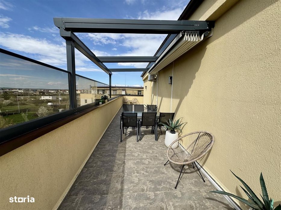 Penthouse superb cu 3 camere + terasa de 120 mp, mobilat lux