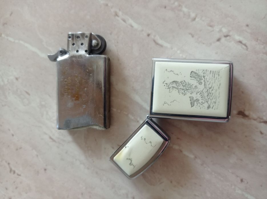 Bricheta slim Zippo benzina placata ceramic vintage colecție H IV an 1