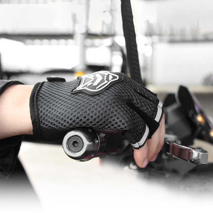Manusi ciclism pentru Bicicleta si Fitness cu protectie palma, din Material Respirabil, marime universala, Negru