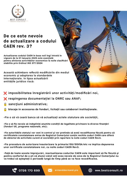 Infiintari firme / Recodificare CAEN REv.3 / SRL, PFA / ONRC