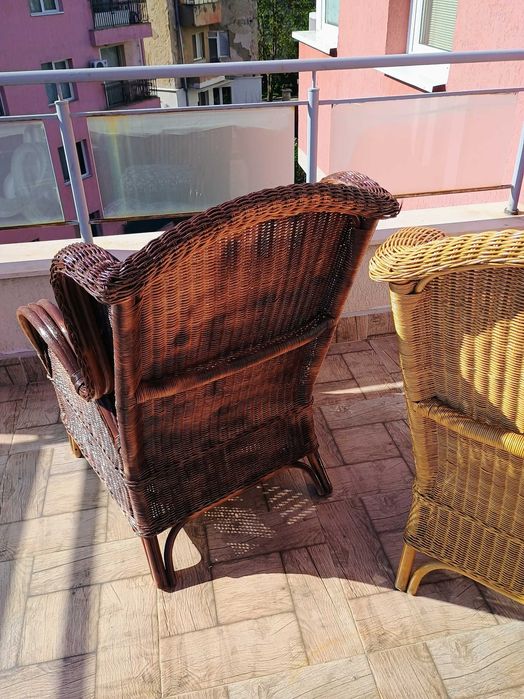 2бр. Големи Градински Кресла Естествен Ратан