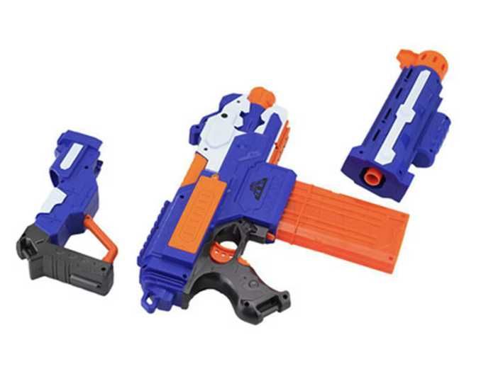 Детска пушка електрически автоматичен бластер на батерии за NERF патрони – поролонови стрелички
