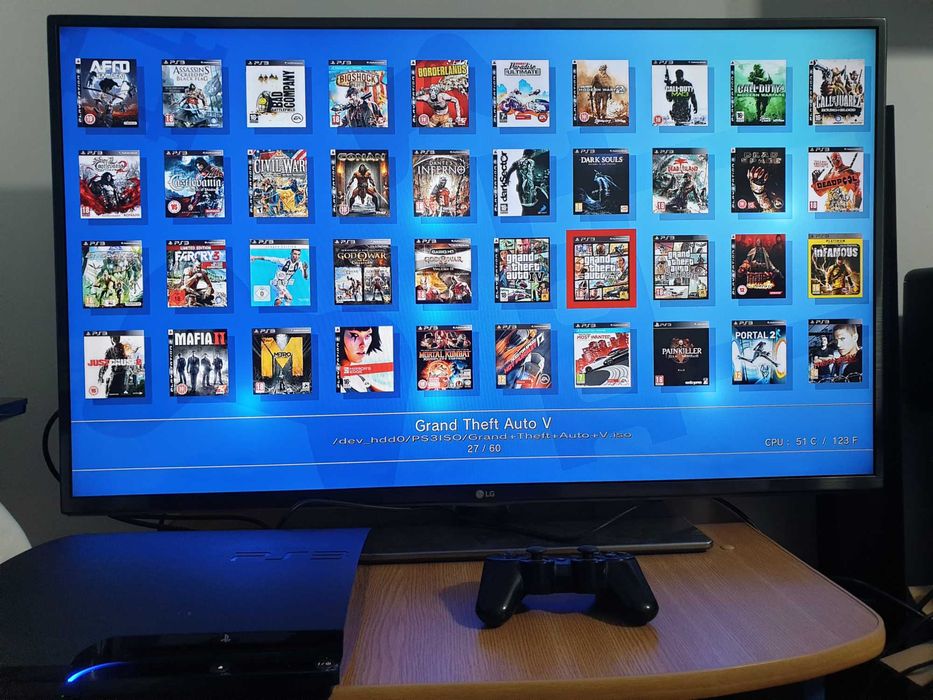 PS3 modat CFW OC 500 + 60 jocuri (GTA V, Red Dead, Castlevania, NFS)