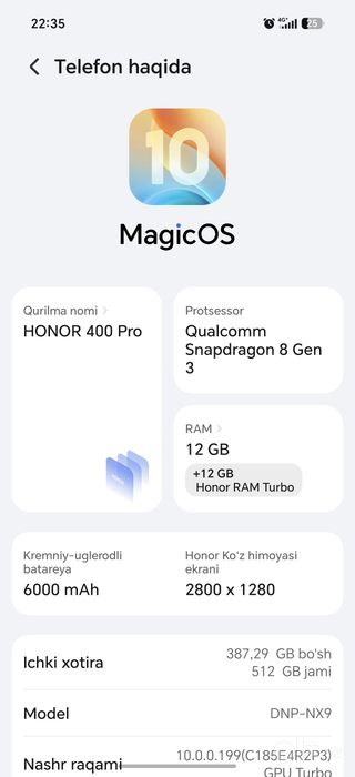 Honor 400 pro ideal korobka dak full