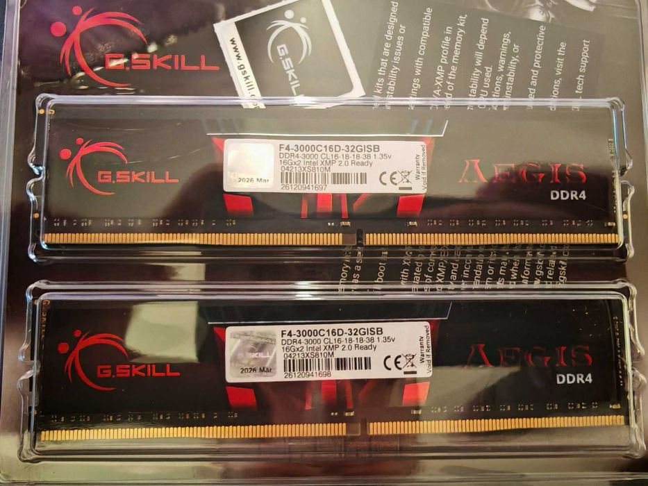 НОВА !  Рам памет G.SKILL Aegis 32GB (2x16GB) DDR4 3000MHz DDR4