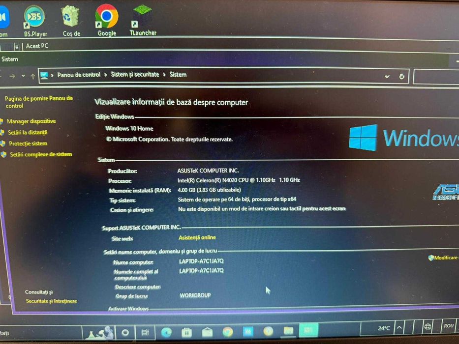 Laptop ASUS 15.6” SSD 256GB Intel Celeron N4020 4GB RAM Windows – Ideal Office / Scoala