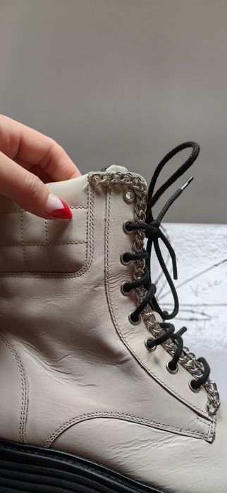 сиви кожени боти Kate Grey