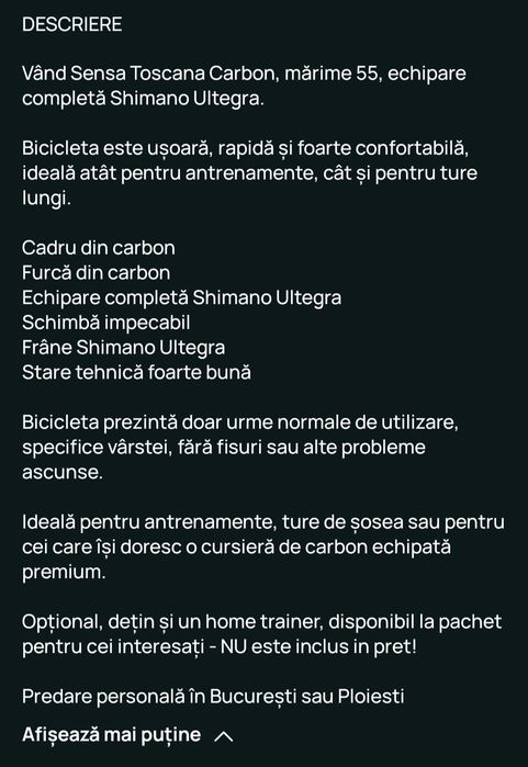 Bicicleta cursiera profesionala carbon