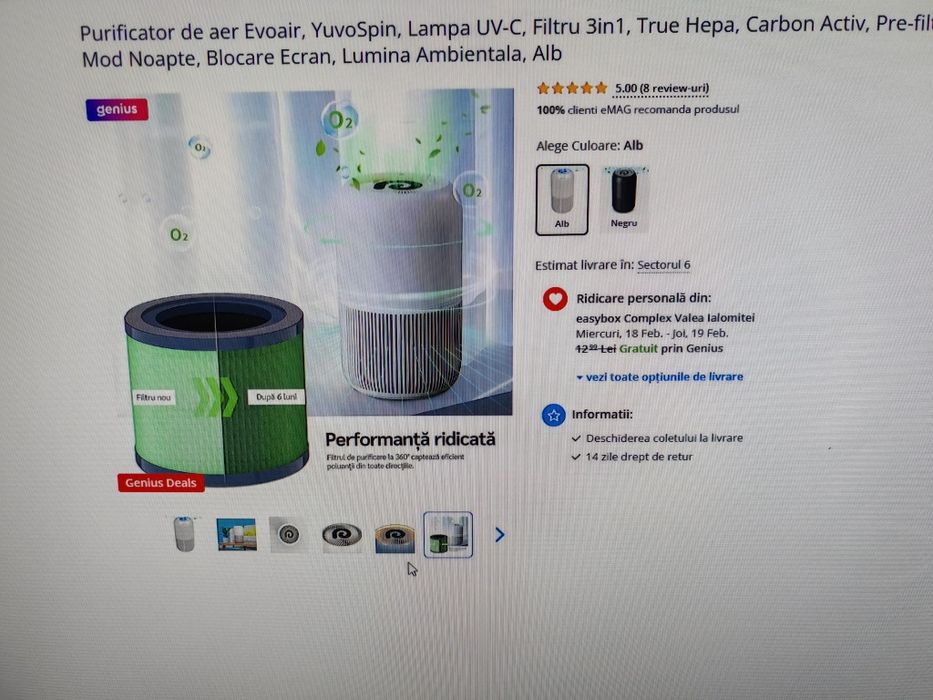 Purificator aer YuvoSpin 3 in 1.. functie polen animale