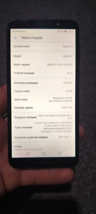 Honor 7A zo'r telefon