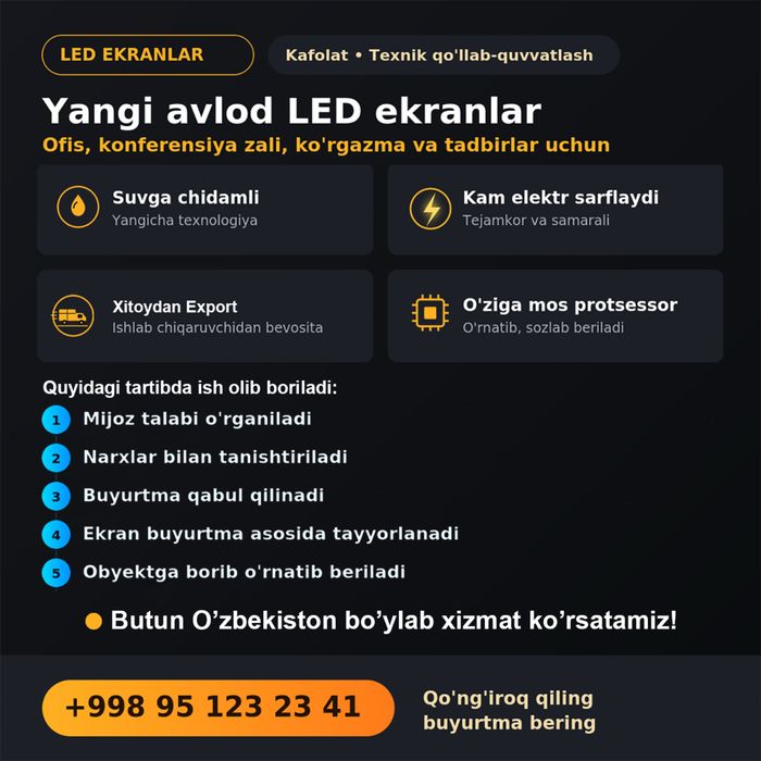 Led ekran uzb boylab ishlab chiqaruvchidan