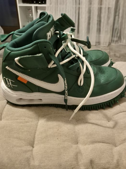 Nike Air Force   1 Mid Off - White  Pin Green