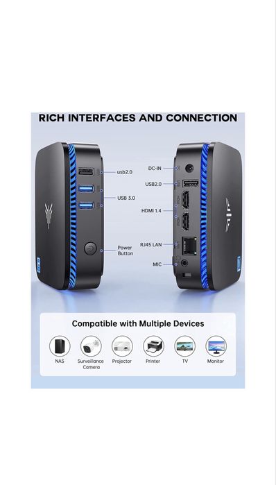 Mini PC Windows 11 Pro NiPoGi® 12Go RAM+256 SSD M.2 Procesor Intel Alder Lake N100, Wi-FI 5, BT 4.2, HDMI 2.0,4K UHD, Negru
