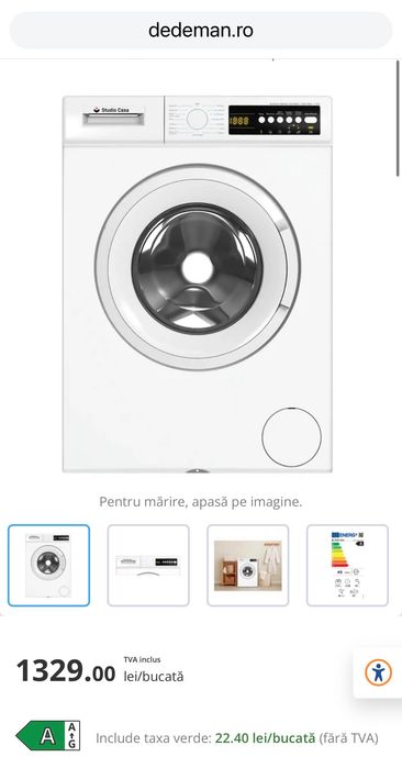 Mașină de spălat rufe nouă , cu factură