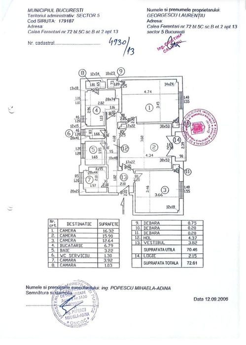 Apartament 3 camere decomandat – Calea Ferentari nr. 72