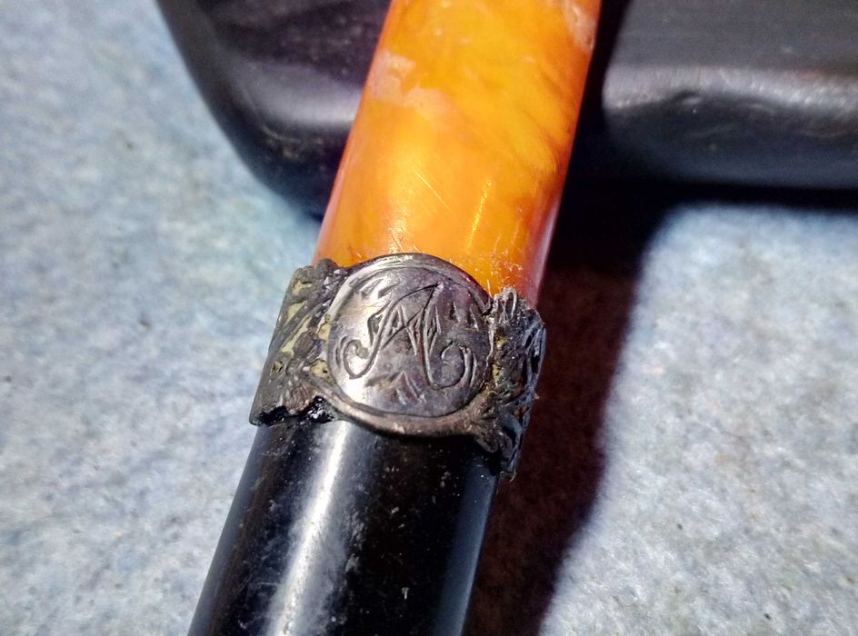 Старинно Царско Руско КЕХЛИБАРЕНО ЦИГАРЕ Кехлибар със СРЕБЪРЕН Обков