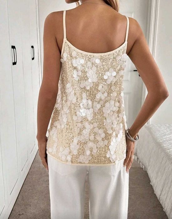 Топ цвят кайсия с пайети р - р L