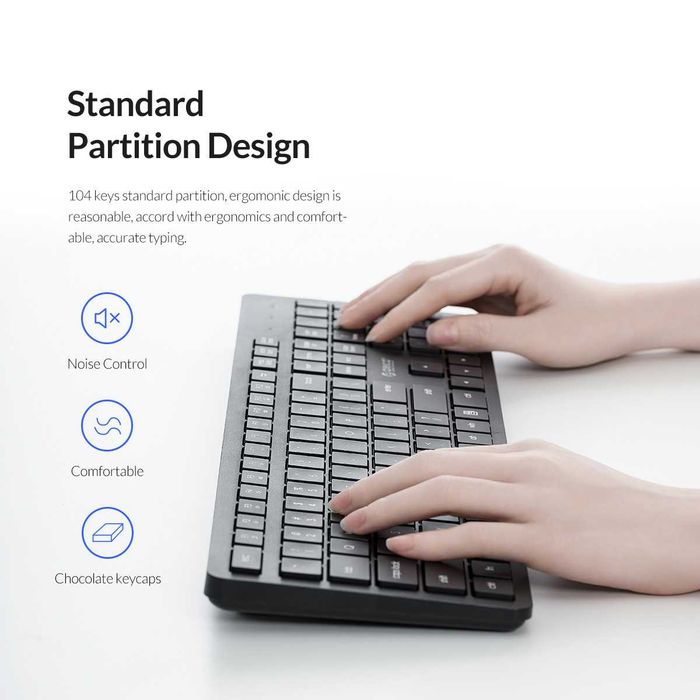 Orico Set tastatura + mouse wireless cu taste multimedia, silentioasa