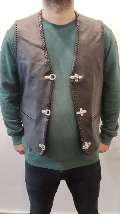 Vesta moto piele naturala SM Sinister +șnur lateral S, M, L,XL,2XL,3XL