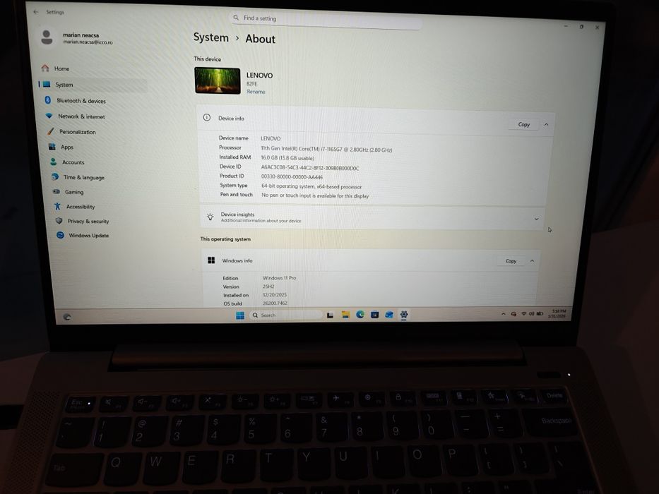 Laptop Lenovo IdeaPad 5, i7-1165G7, 16GB RAM, 512GB SSD, Stare Excelen