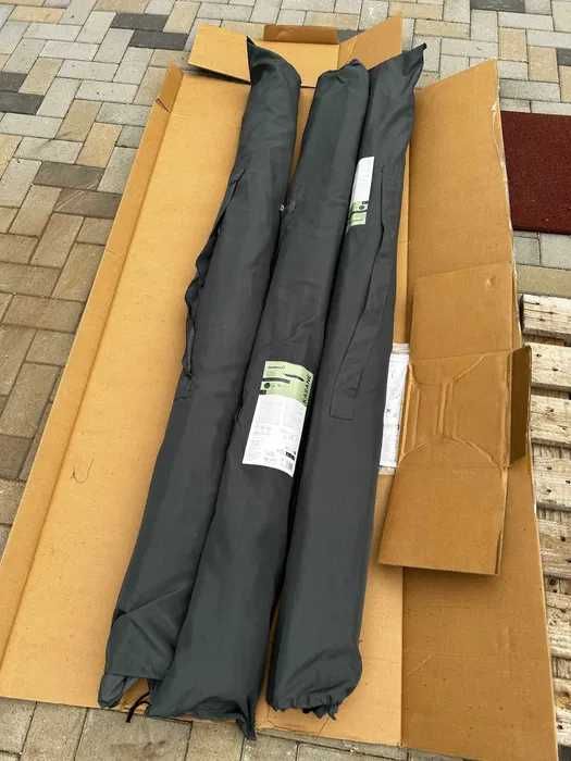 Umbrela de soare pentru gradina GoodHome Kasane, 3 x 2 m, gri/neagra, cu manivela, noua, fara baza