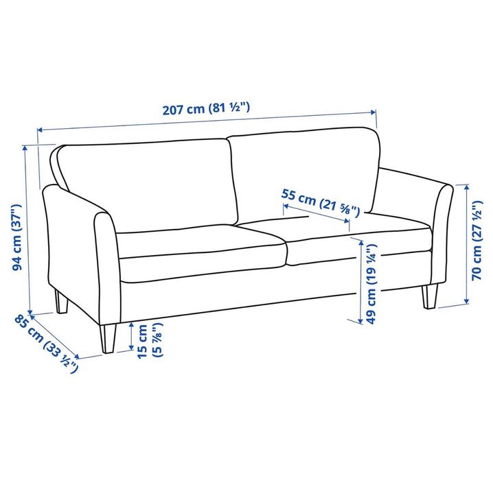 Canapea 3 locuri caramizie Ikea