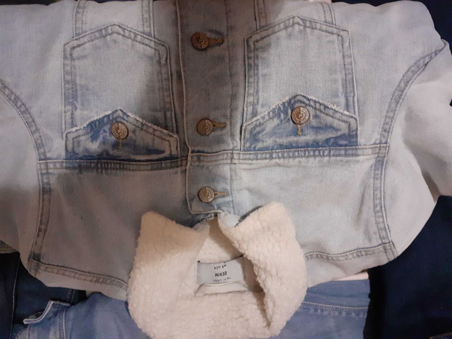 Geacă groasă din denim,oversized căptușeală sherpa,mărime M