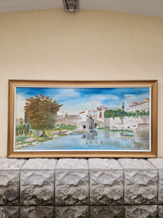 Превъзходна голяма антикварна авторска испанска картина