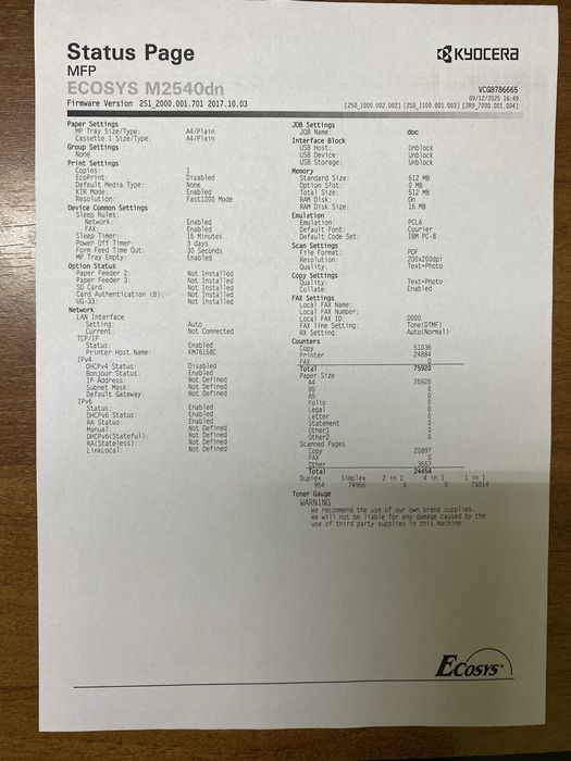 Multifunctionala Kyocera M2540dn