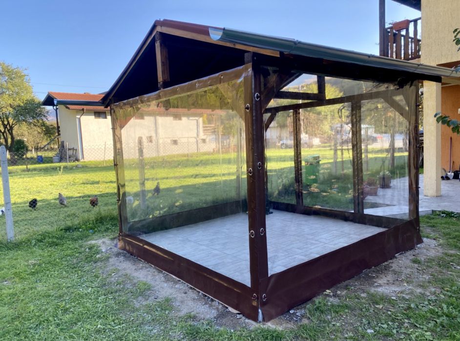 Ветроупорни завеси кристал винил PVC тенти сенници брезент найлон