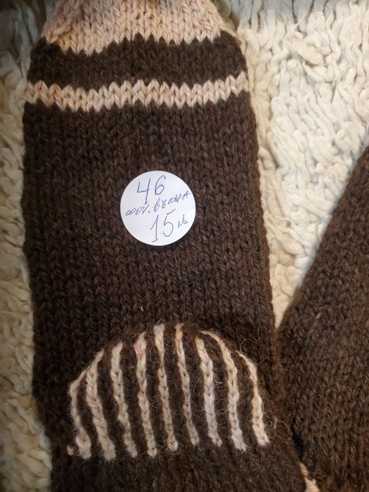 Ръчно плетени мъжки чорапи от вълна размер 43