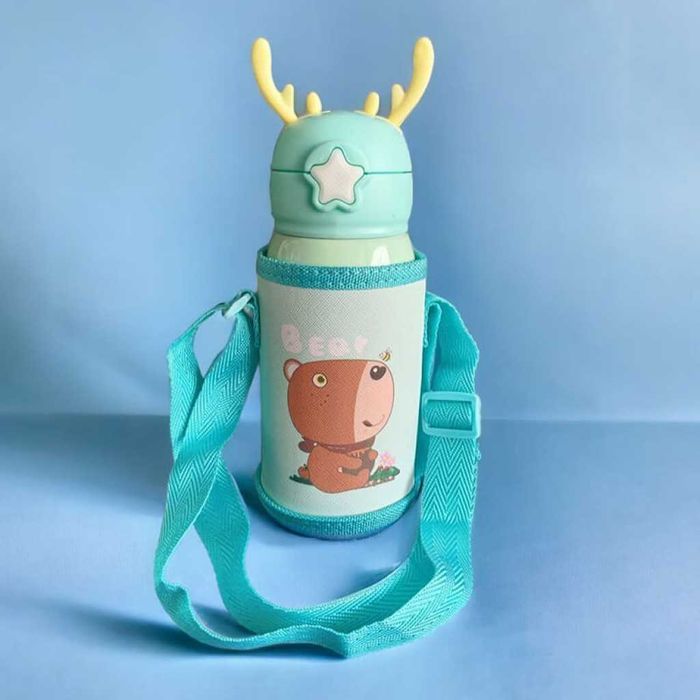 Детска бутилка за вода тип Термос 2 в 1 от неръждаема стомана