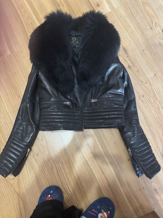 Кожено яке с яка от лисица