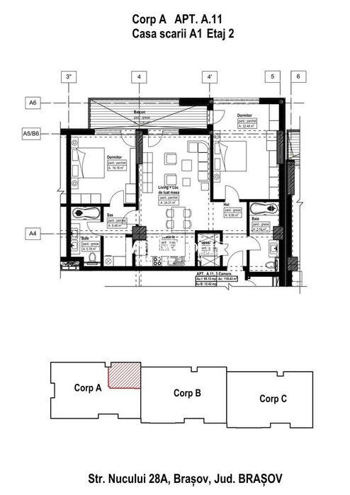Apartament cu 3 camere | Noua | 100 mp Utili