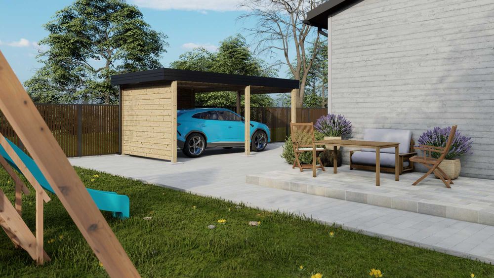 Carport din lemn masiv