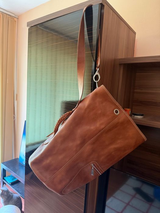 Кожена чанта, ръчна изработка