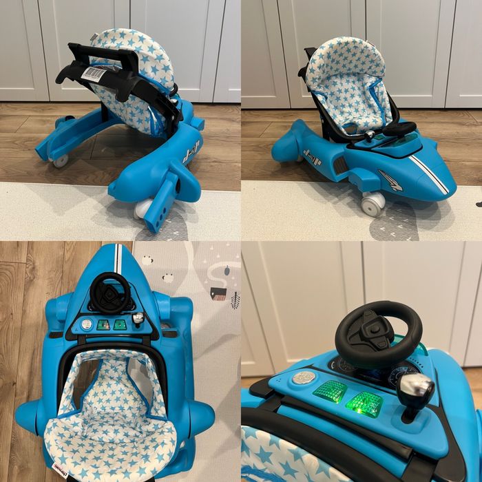 Детска проходилка 3 в 1 Chipolino - Самолетче, синя